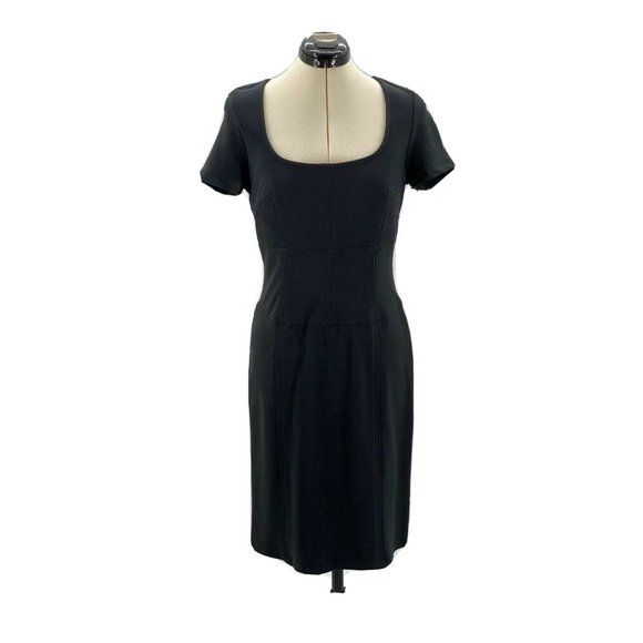 Boston Proper Belted Sheath Dress Womens Size 4 Black Back Zipper Detail NEW - Picture 2 of 7